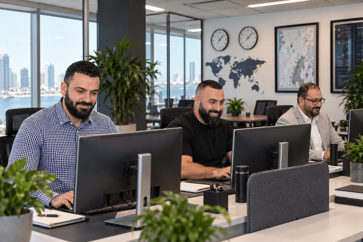 T1 Tech engineers at work in the Dubai office